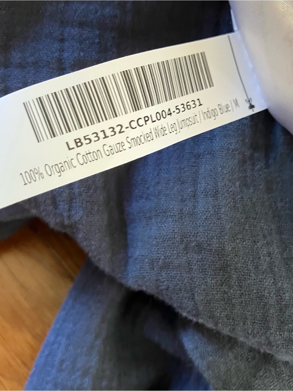 Quince Indigo Blue New NWT Organic Cotton Gauze Smocked Wide Leg Jumpsuit Medium - Picture 12 of 12
